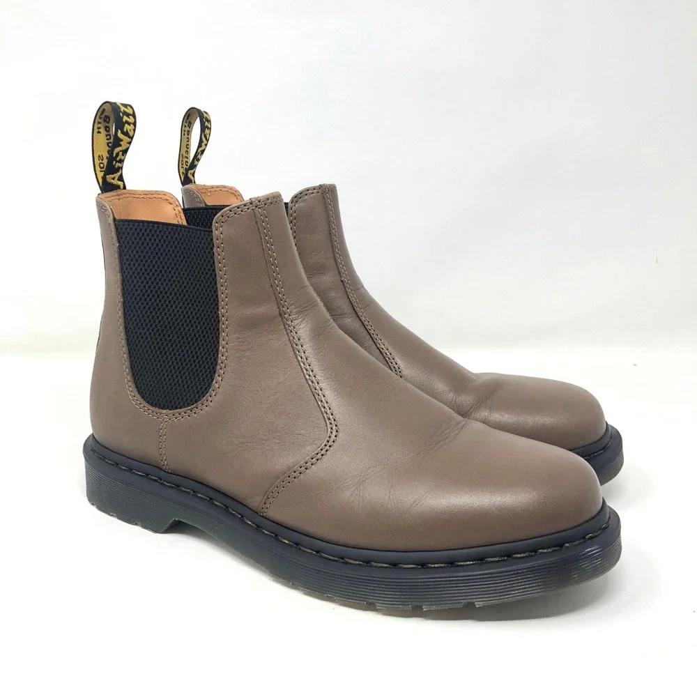 Dr Martens 2976 Yellow Stitch Smooth Leather Chelsea Boots Mens 11 Brown Classic